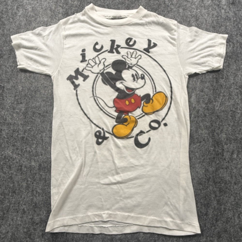 Vintage Mickey & Co T Shirt Large White Single Stitch Disney Made in USA 80s